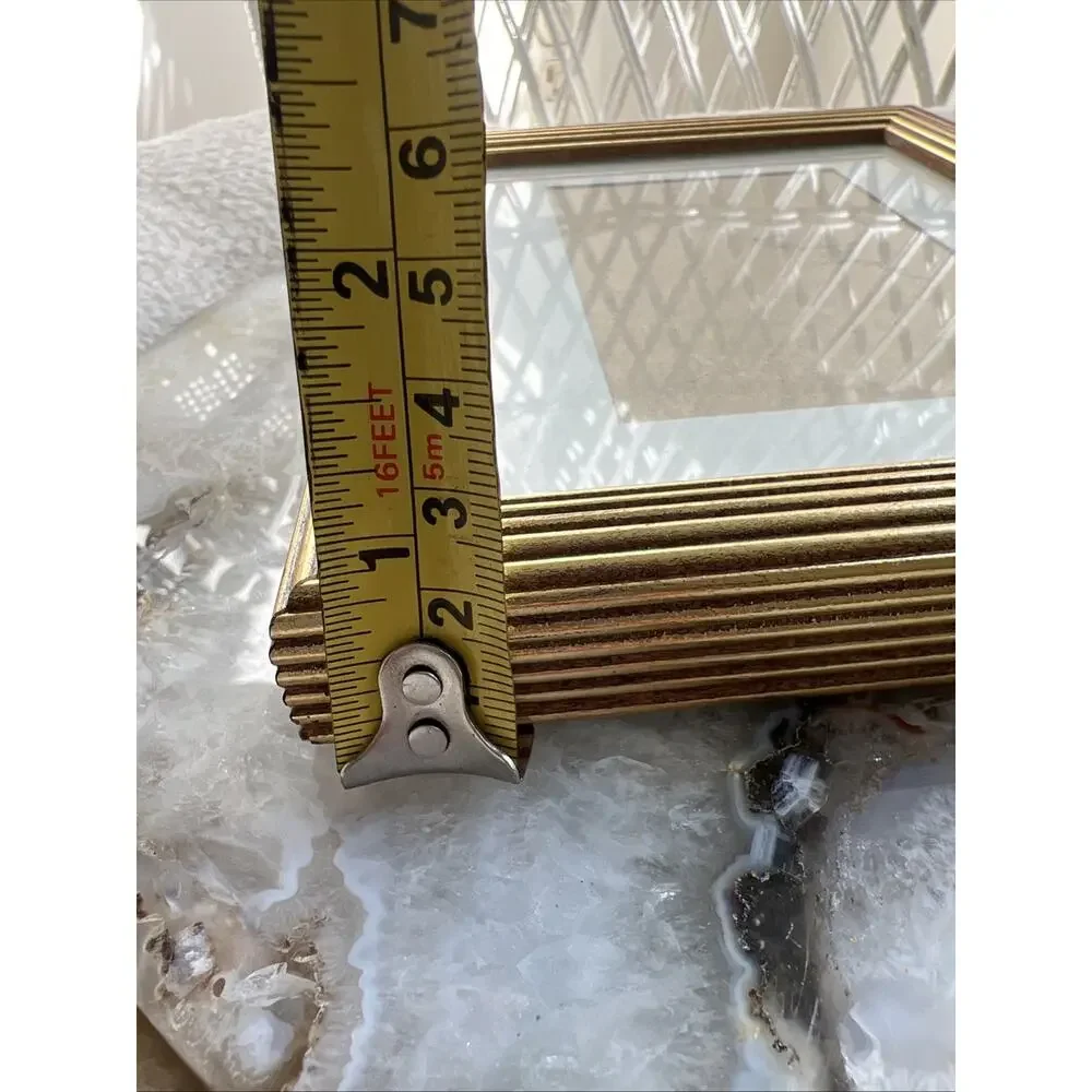 Vintage 1998 ECVC Gold Reeded Wood Picture Frame 5x7 Matted Mcm Office Decor NY